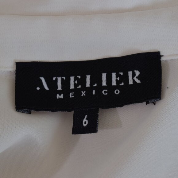 Off White Crop Fitted Blouse by Atelier Mexico size 6 - Picture 7 of 11
